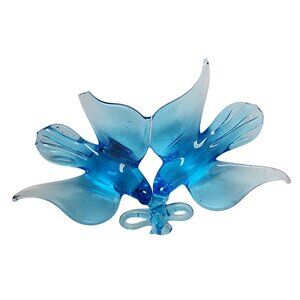 Vintage Silvestri Spun Glass Blue Dove Bird Couple Christmas Tree Ornament READ